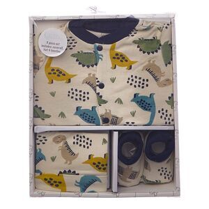 Quiltex Girls  Dinosaurs 3Pc Layette Box Set, White